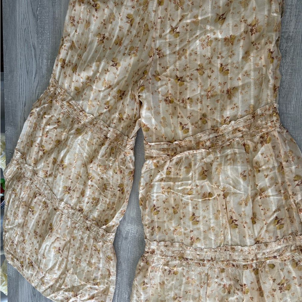 Free People Floral Cream Wide Leg Jumpsuit - Picture 6 of 8